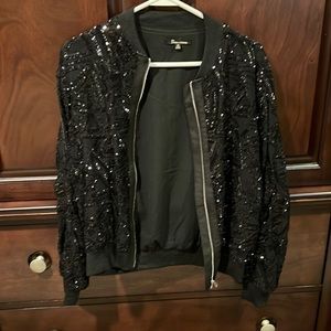 The clothing company black sequins bomber size M